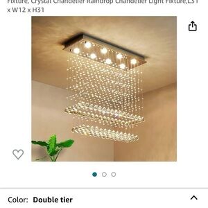 Amazon Crystal Raindrop Double-Tier Chandelier - Clear Crystals & Gold Finish